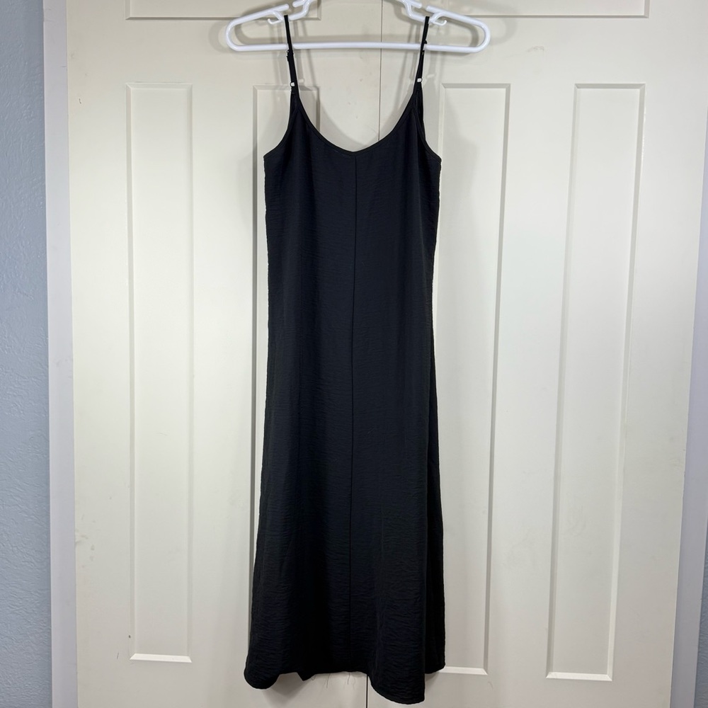 Classic Black Midi Dress‎ Adjustable Spaghetti Straps Cocktail Party Whimsigoth